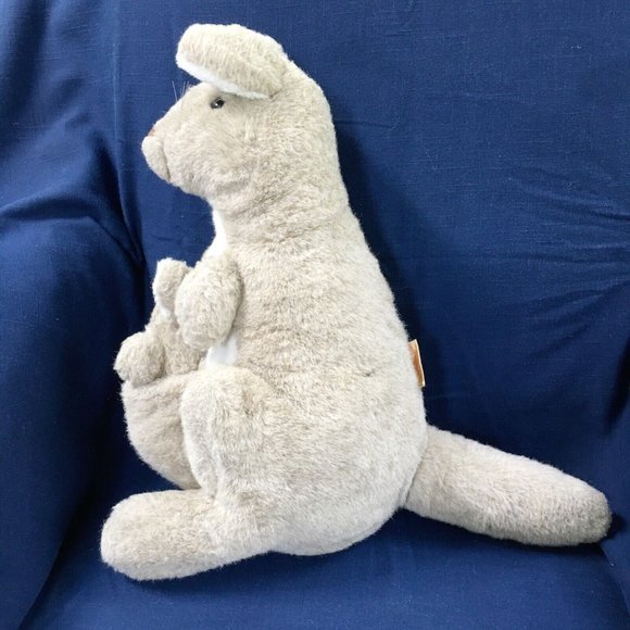 ALRESFORD vintage kangaroo plush - 16" gray mom & baby joey stuffed animals UK - Picture 9 of 15